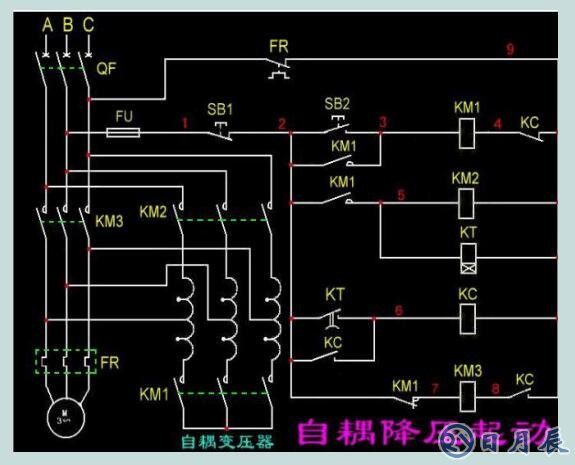 電機自耦降壓啟動接線圖